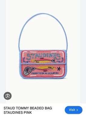 $150 ven m 0ooo STAUD Pink and Blue Beaded Tommy Shoulder Bag